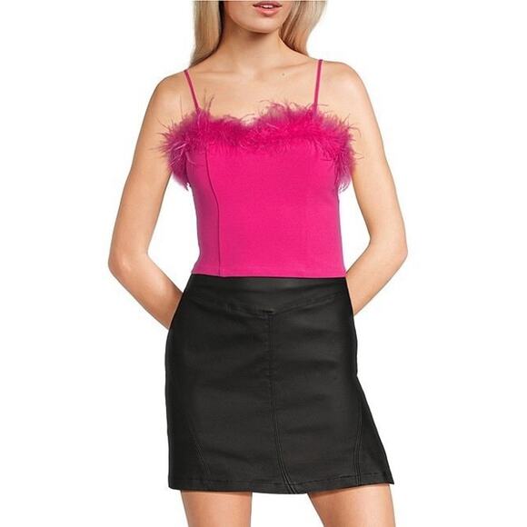 NWT Honey & Sparkle White Feather Trim Tank top L - Picture 5 of 5